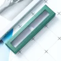 Caja de regalo de papel verde para bolígrafo con ventana transparente y cinta de papelería. - Verde Pavo Real
