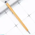 Metal capacitive stylus ballpoint pen with wood texture, dual-use touch screen and writing tool. - Champagne Gold