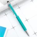 Turquoise crystal stylus ballpoint pen with shiny stones and touch screen tip for gifts. - Peacock Blue