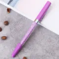 Paarse kristal gelpen met glitter vulling en zilveren clip voor kantoor en school. - Violet