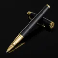 Stylo roller en métal noir avec bordure dorée papeterie de bureau d'affaires de luxe. - 0.5mm / Noir mat (pièces dorées)