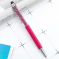 Metal crystal touch screen ballpoint pen pink capacitive stylus gift pen for office use. - Dark Rose Red