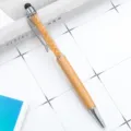 Rotating metal crystal ballpoint pen with stylus tip, luxury gift stylus pen for custom logo. - Champagne Gold