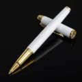 Stylo roller en métal blanc et doré élégant pour bureau d'affaires et impression de logo. - 0.5mm / Blanc