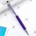 Purple crystal touch screen ballpoint pen with stylus tip, elegant metal promotional pen. - Transparent Purple