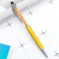 Crystal stylus ballpoint pen metal rotating promotional gift pen with glittering fill - Gold Yellow