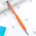 Orange crystal capacitive ballpoint pen with touch screen tip, stylish metal gift pen. - Orange