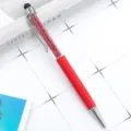 Metal crystal ballpoint pen with stylus red rhinestone sparkling office gift stationery - Red