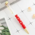 DIY στυλό διαρκείας κενού σωλήνα με κρυστάλλινο λουλούδι και χρυσό μεταλλικό τελείωμα - Κόκκινο