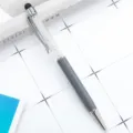 Metal crystal stylus ballpoint pen capacitive touch pen promotional gift pen with grey barrel - Grey (White Rhinestone)