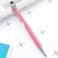 Crystal stylus ballpoint pen with pink rhinestones, metal twist pen for gift writing. - Hot Pink
