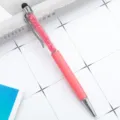 Metal crystal ballpoint pen with capacitive stylus tip and pink sparkling rhinestones. - Light Rose