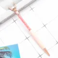 Stylo à bille en métal tête de cerf avec sable de cristal rose, papeterie mignonne cadeau. - Rose