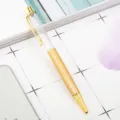 DIY μεταλλικό στυλό διαρκείας κενό κρύσταλλο κινούμενη άμμος φύλλο χρυσού διαφημιστικό - Χρυσό σαμπανί