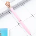 Pink Crown Ballpoint Pen Rose Gold Metal Crown Design Cute Gift Stationery Writing Pen - Matte Pink with Rose Gold Parts