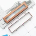 Caja de regalo de papel marrón con ventana transparente para bolígrafos, elegante diseño. - Rosa oro