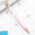 Pink metal ballpoint pen with rose gold trim, elegant design for office stationery and gifts. - Matte Pink (Rose Gold Trim)