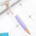 Purple Metal Ballpoint Pen Rose Gold Trim Clear Upper Barrel Creative DIY Writing Stationery - Purple (Rose Gold Trim)