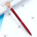Metal crown ballpoint pen red business gift pen creative office writing stationery item - Wine Red (Rose Gold Parts)