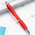 Red retractable ballpoint pen, plastic office business gift pen with gourd shaped grip. - Red
