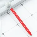 Red polka dot crystal ballpoint pen metal diamond gift pen creative office stationery - Red and White Polka Dots