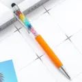 Πορτοκαλί στυλό κρυστάλλου με μύτη stylus, πολύχρωμα στρας στο διαφανές σώμα του στυλό. - Πορτοκαλί