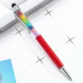 Κόκκινο Στυλό Ballpoint 2 σε 1 Οθόνης Αφής με Στυλό και Πολύχρωμες Χάντρες Κρυστάλλου - Κόκκινο