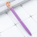 Elegant purple metal ballpoint pen featuring rose gold crown top for creative gifts. - Violet (Rose Gold Parts)