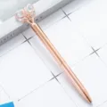Rose gold metal ballpoint pen featuring a sparkling crystal butterfly top, elegant student gift. - Rose Gold