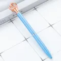 Metal ballpoint pen with rose gold crown top and blue body, elegant gift pen for daily use. - Sky Blue (Rose Gold Hardware)