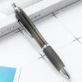 Retractable ballpoint pen with ergonomic gourd-shaped grip plastic office writing supply - Black