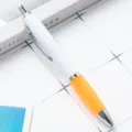 White retractable ballpoint pen with orange gourd grip and metal clip for office and gifts - Orange (White Barrel)
