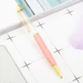 Ροζ γκλίτερ μεταλλικό στυλό διαρκείας με διαφανές σώμα και χρυσό φινίρισμα παραλλαγή - Ροζ