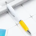 White and yellow plastic retractable ballpoint pen with gourd grip for office school supplies. - Yellow (White Barrel)