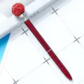 Elegant red crystal ballpoint pen with sparkling rhinestones, perfect office gift stationery. - Wine Red (Red Ball)