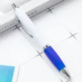 Retractable ballpoint pen with white body and blue gourd-shaped grip for daily office - Blue (White Barrel)