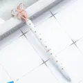Crystal butterfly metal ballpoint pen white rose gold polka dot student gift writing pen - White with Rose Gold Polka Dots