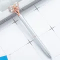 Metal ballpoint pen with crystal butterfly top, elegant student gift and stationery item. - Spray Silver