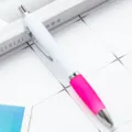 Retractable ballpoint pen with white body and hot pink grip for office writing and gifts. - Rose Red (White Barrel)