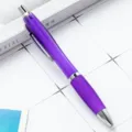 Purple push ballpoint pen, plastic gourd shaped barrel with silver clip for office and business use. - Purple