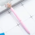 Pink metal ballpoint pen with crystal butterfly charm, cute student gift and stationery. - Candy Pink