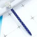 Crystal rhinestone ballpoint pen metal rotating cute dot design gift pen office stationery - Dark Blue Dots