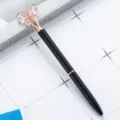 Metal ballpoint pen with crystal butterfly top, rose gold and black office stationery gift. - Black