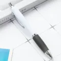 Retractable ballpoint pen in white and dark grey, plastic business office writing pen. - Black (White Barrel)