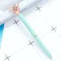 Mint green metal ballpoint pen with crystal butterfly top, cute student gift stationery. - Candy Mint Green