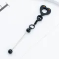 Black silicone straw charm with cute smiley heart design, perfect for 8-10mm cups. - Black