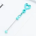 Pendentif paille silicone sourire bleu mignon cœur perlé accessoire tasse pour gobelets - Bleu Bonbon
