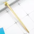 Elegant golden metal ballpoint pen featuring a cute unicorn head, perfect for office and school. - Electroplated Gold