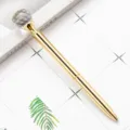 Gold metal ballpoint pen with crystal diamond ball topper elegant office writing stationery - Electroplated Gold