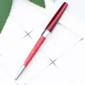 Red metallic crystal ballpoint pen, stylish rhinestone refillable writing pen for office. - Burgundy